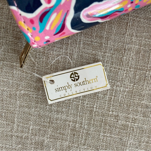 NWT! Simply Southern Wallet / Clutch Large Zip Accordion Starfish Blue Pink Gold - Picture 3 of 10
